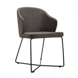 Fabric Upholstered Dining Chair with Metal Legs, Set of 2, Gray and Black