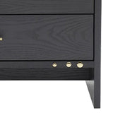 Benzara 2 Drawer Wooden Nightstand with Brass Handles and Accents, Gray BM214755 Gray Solid Wood, Veneer and Metal BM214755