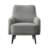 Benzara Fabric Upholstered Wooden Lounge Chair with Herringbone Pattern, Gray BM214757 Gray Solid Wood, Metal and Fabric BM214757