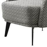 Benzara Fabric Upholstered Wooden Lounge Chair with Herringbone Pattern, Gray BM214757 Gray Solid Wood, Metal and Fabric BM214757