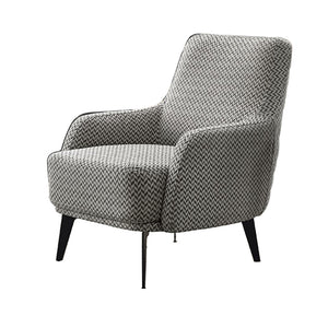 Benzara Fabric Upholstered Wooden Lounge Chair with Herringbone Pattern, Gray BM214757 Gray Solid Wood, Metal and Fabric BM214757