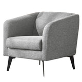 Fabric Upholstered Wooden Lounge Chair with Curved Arm and Metal Legs, Gray