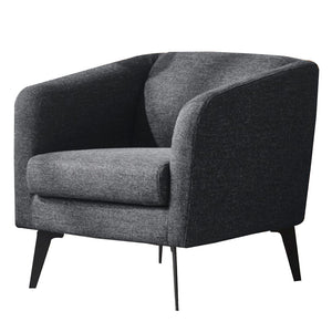 Benzara Fabric Upholstered Lounge Chair with Curved Arm and Metal Legs, Dark Gray BM214770 Gray Solid Wood, Metal and Fabric BM214770