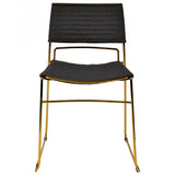 Benzara Ribbed Back Dining Chair and Metal Sled Base, Set of 2, Gray and Gold BM214774 Gray and Gold Metal and Fabric BM214774