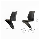 Benzara Faux Leather Dining Chair with U Shaped Base, Set of 2, Black and Silver BM214782 Black and Silver Solid Wood, Metal and Faux Leather BM214782