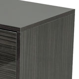 Benzara 2 Drawers Nightstand with Silver Accents and Block Feet, Dark Gray BM214785 Gray Solid Wood and Metal BM214785