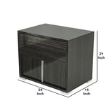 Benzara 2 Drawers Nightstand with Silver Accents and Block Feet, Dark Gray BM214785 Gray Solid Wood and Metal BM214785