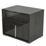 Benzara 2 Drawers Nightstand with Silver Accents and Block Feet, Dark Gray BM214785 Gray Solid Wood and Metal BM214785