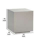 Benzara Cube Shape Stainless Steel End Table with Floating Plinth Base, Gray BM214789 Gray Stainless Steel BM214789