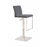 Swivel Metal Bar Stool with Adjustable Height and Footrest, Gray