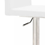 Benzara Swivel Metal Bar Stool with Adjustable Height and Footrest, White BM214796 White Metal and Faux Leather BM214796