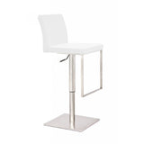 Swivel Metal Bar Stool with Adjustable Height and Footrest, White