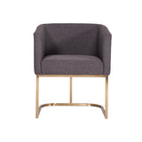 Benzara Fabric Upholstered Dining Chair with Round Cantilever Base, Gray BM214798 Gray Solid Wood, Metal and Fabric BM214798