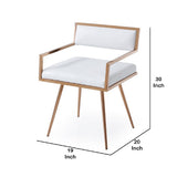 Benzara Textured Leatherette Dining Chair with Tapered Legs, White and Rosegold BM214803 White and Gold Metal and Faux Leather BM214803