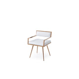 Benzara Textured Leatherette Dining Chair with Tapered Legs, White and Rosegold BM214803 White and Gold Metal and Faux Leather BM214803