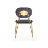 Benzara Metal Dining Chair with Angular Legs, Set of 2, Gray and Gold BM214808 Gray and Gold Metal and Fabric BM214808
