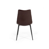 Benzara Leatherette Dining Chair with Horizontal Stitching, Set of 2, Brown BM214813 Brown Metal and Faux Leather BM214813