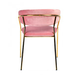 Benzara Fabric Upholstered Dining Chair with Metal Legs, Set of 2, Pink and Gold BM214815 Pink and Gold Metal and Fabric BM214815