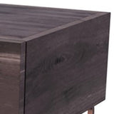 Benzara 1 Drawer Wooden Nightstand with Rectangular Steel Frame Support, Dark Brown BM214820 Brown Solid Wood and Metal BM214820