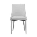 Benzara Leatherette Upholstered Angled Wooden Dining Chair, Set of 2, White BM214821 White Solid Wood and Faux Leather BM214821
