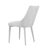 Benzara Leatherette Upholstered Angled Wooden Dining Chair, Set of 2, White BM214821 White Solid Wood and Faux Leather BM214821