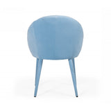 Benzara Fabric Upholstered Wooden Dining Chair with Curved Back, Blue BM214823 Blue Solid Wood and Fabric BM214823