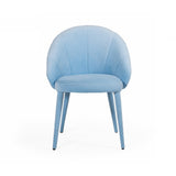 Benzara Fabric Upholstered Wooden Dining Chair with Curved Back, Blue BM214823 Blue Solid Wood and Fabric BM214823