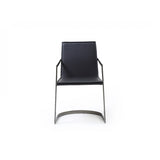 Benzara Leatherette Dining Chair with Metal Arms and Round Cantilever Base, Black BM214825 Black Metal and Faux Leather BM214825