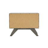 Benzara 2 Drawer Wooden Nightstand with Slanted Tapered Legs, Gray BM214826 Gray Solid Wood, Veneer and Metal BM214826