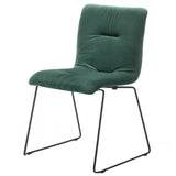 Fabric Tufted Metal Dining Chair with Sled Legs Support, Set of 2, Green
