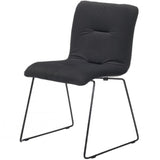 Fabric Tufted Metal Dining Chair with Sled Legs Support, Set of 2,Dark Gray