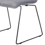 Benzara Fabric Tufted Metal Dining Chair with Sled Legs Support, Set of 2, Gray BM214835 Gray Metal and Fabric BM214835