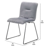 Benzara Fabric Tufted Metal Dining Chair with Sled Legs Support, Set of 2, Gray BM214835 Gray Metal and Fabric BM214835