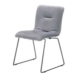 Fabric Tufted Metal Dining Chair with Sled Legs Support, Set of 2, Gray