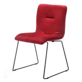Benzara Fabric Tufted Metal Dining Chair with Sled Legs Support, Set of 2, Red BM214836 Red Metal and Fabric BM214836