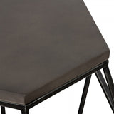 Benzara Hexagonal Concrete End Table with Metal Base, Gray and Black BM214837 Gray and Black Concrete and Metal BM214837