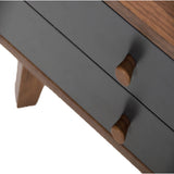 Benzara 2 Drawers Wooden Nightstand with Knobs and Chamfered Legs, Brown and Gray BM214844 Brown and Gray Solid Wood and Veneer BM214844