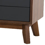 Benzara 2 Drawers Wooden Nightstand with Knobs and Chamfered Legs, Brown and Gray BM214844 Brown and Gray Solid Wood and Veneer BM214844