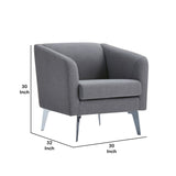 Benzara Fabric Lounge Chair with Sloped Arm and Metal Legs, Gray BM214845 Gray Solid Wood, Metal and Fabric BM214845
