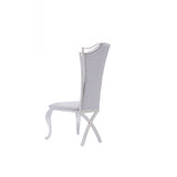 Benzara Button Tufted Sloped Back Dining Chair with Metal Leg, Set of 2, Gray BM214856 White Metal, Fabric BM214856