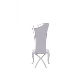 Benzara Button Tufted Sloped Back Dining Chair with Metal Leg, Set of 2, Gray BM214856 White Metal, Fabric BM214856