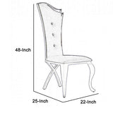 Benzara Button Tufted Sloped Back Dining Chair with Metal Leg, Set of 2, Gray BM214856 White Metal, Fabric BM214856