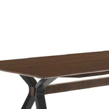 Benzara Wooden Dining Table with X Shaped Angled Leg Support, Brown and Black BM214859 Brown, Black Solid Wood, Veneer BM214859