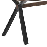 Benzara Wooden Dining Table with X Shaped Angled Leg Support, Brown and Black BM214859 Brown, Black Solid Wood, Veneer BM214859