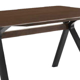 Benzara Wooden Dining Table with X Shaped Angled Leg Support, Brown and Black BM214859 Brown, Black Solid Wood, Veneer BM214859