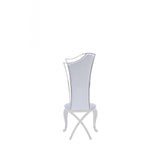 Benzara Sloped Back Leatherette Dining Chair with Metal Leg, Set of 2, Gray BM214862 Silver Metal, Faux leather BM214862