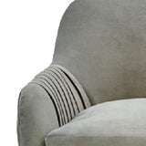 Benzara Fabric Upholstered Swivel Lounge Chair with Pleated Back and Arms, Gray BM214866 Gray Solid Wood, Metal, Fabric BM214866