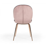 Benzara Fabric Dining Chair with Black Piping and Metal Legs, Set of 2, Pink BM214878 Pink Metal, Fabric BM214878