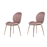 Benzara Fabric Dining Chair with Black Piping and Metal Legs, Set of 2, Pink BM214878 Pink Metal, Fabric BM214878
