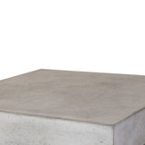 Benzara Square Concrete Coffee Table with Stainless Steel Sled Base, Gray BM214880 Gray Concrete, Metal BM214880